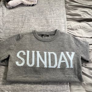 “Sunday” Gray Soft Cotton Crewneck Long sleeve Sweater